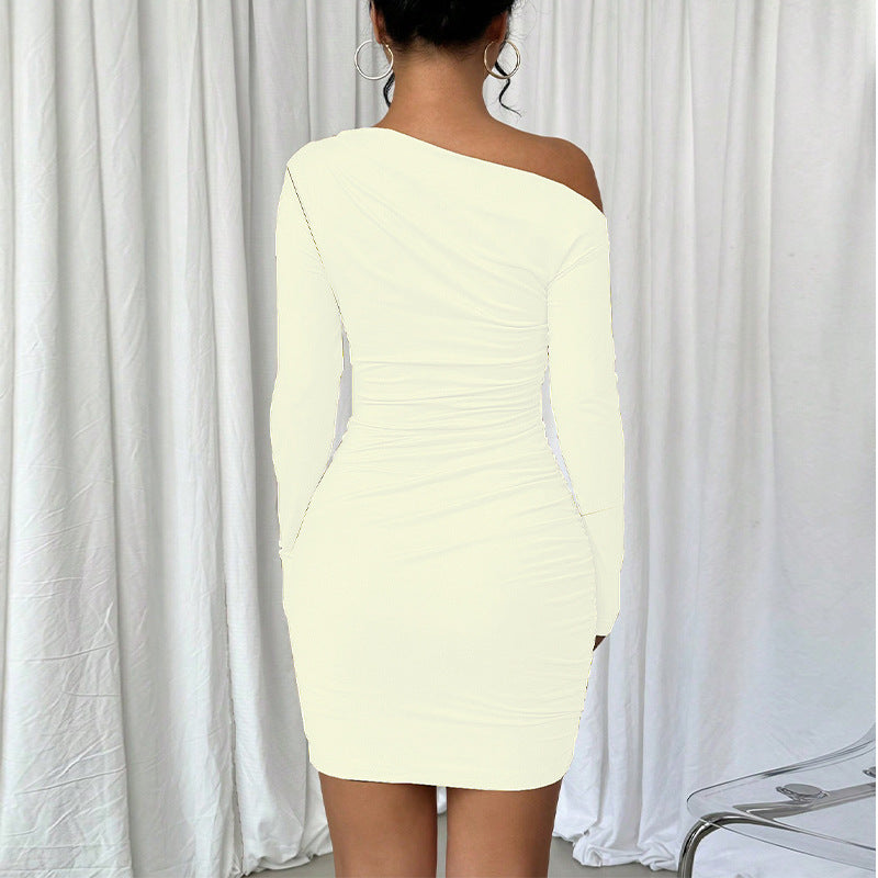 Off Shoulder Long Sleeve Ruched Bodycon Mini Dress 4