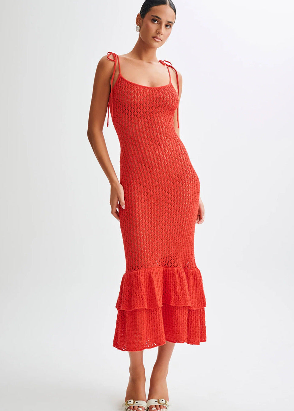 Sienna Lace-Up Knit Maxi Dress - View 3