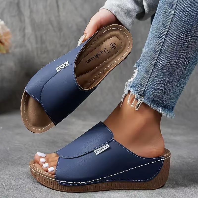 Open Toe Slip On Platform Wedge Slide Sandals 6