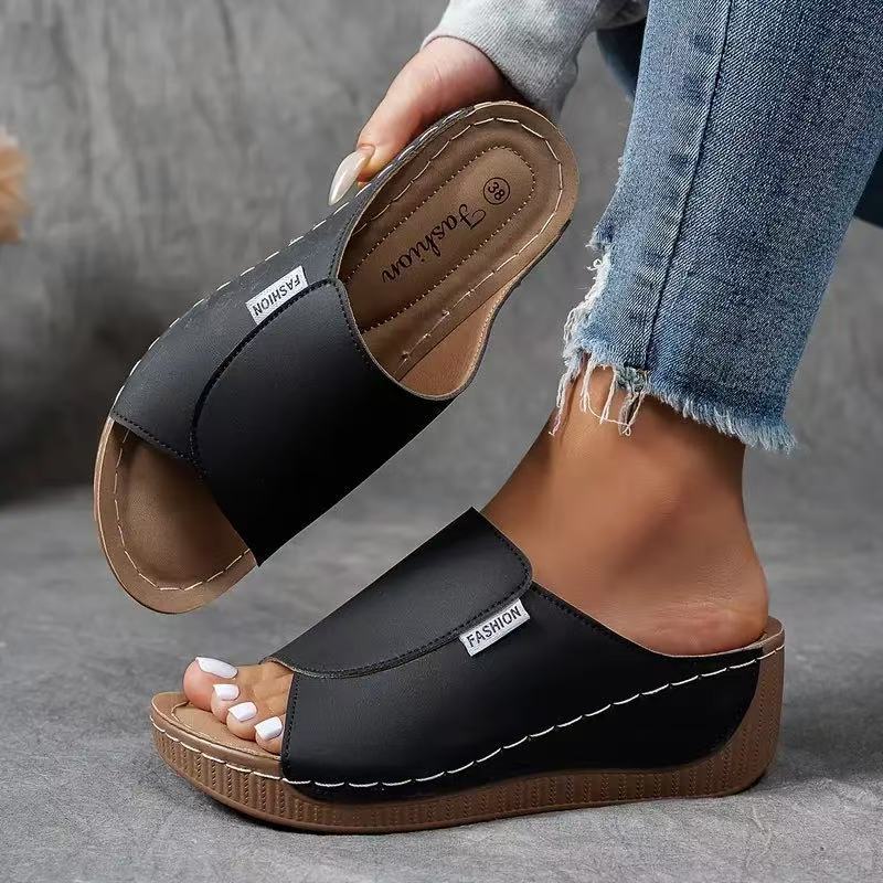 Open Toe Slip On Platform Wedge Slide Sandals 3