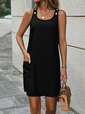 Scoop Neck Sleeveless Pocket Shift Mini Dress 6