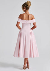 Off Shoulder Fit and Flare Midi Dress 3