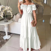 Off Shoulder Puff Sleeve Smocked Tiered Maxi Dress 12