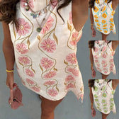 Floral V-Neck Sleeveless Shift Mini Dress Summer
