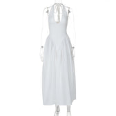 Halter Deep V-Neck Backless Satin Midi Dress 5