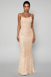 Maelk Backless Sequin Fishtail Maxi Dress