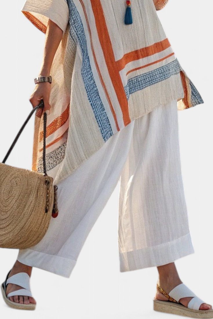 Striped Boxy Oversized Poncho Top