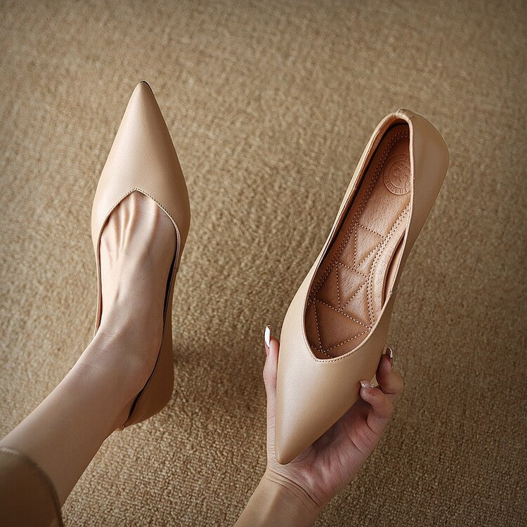 Pointed Toe Slip On Kitten Heel Pumps