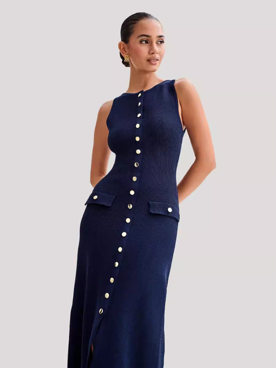 Simple Generous Sleeveless Midi Dress