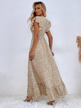 Floral V-Neck Flutter Sleeve Smocked Tiered Maxi Dress 9