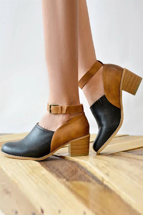 Ankle Strap Mid Heel Pumps