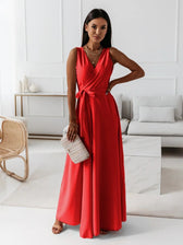 V-Neck Sleeveless Wrap Maxi Dress 4