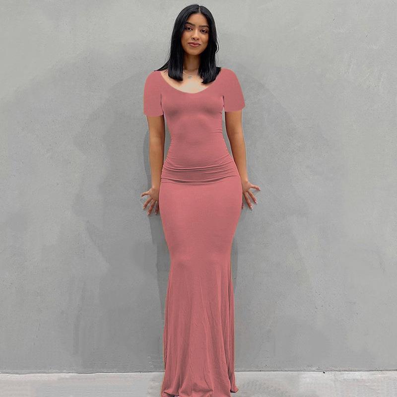 Scoop Neck Spaghetti Strap Bodycon Mermaid Maxi Dress 21