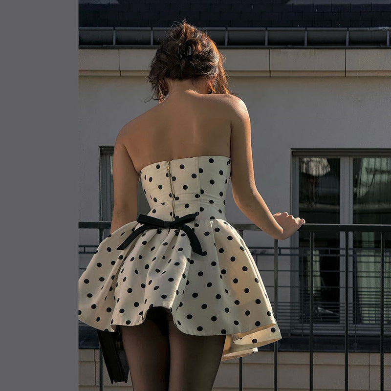 Polka Dot Strapless Fit and Flare Mini Dress Party
