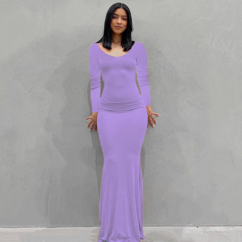 Scoop Neck Spaghetti Strap Bodycon Mermaid Maxi Dress 44