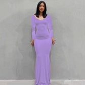 Scoop Neck Spaghetti Strap Bodycon Mermaid Maxi Dress 44