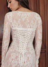 Lace Elegance - Corset-Back Maxi Dress - View 7
