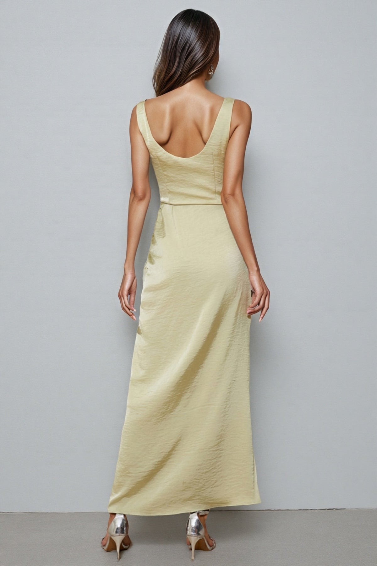 Cowl Neck Sleeveless Satin High Split Maxi Dress 6