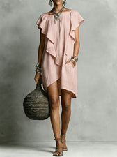 Short Sleeve Ruffle Asymmetric Mini Dress 7