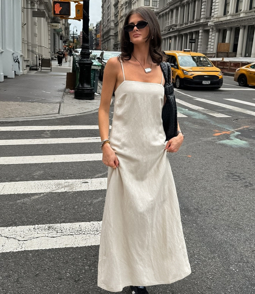 Satin Square Neck Spaghetti Strap Slip Maxi Dress 3