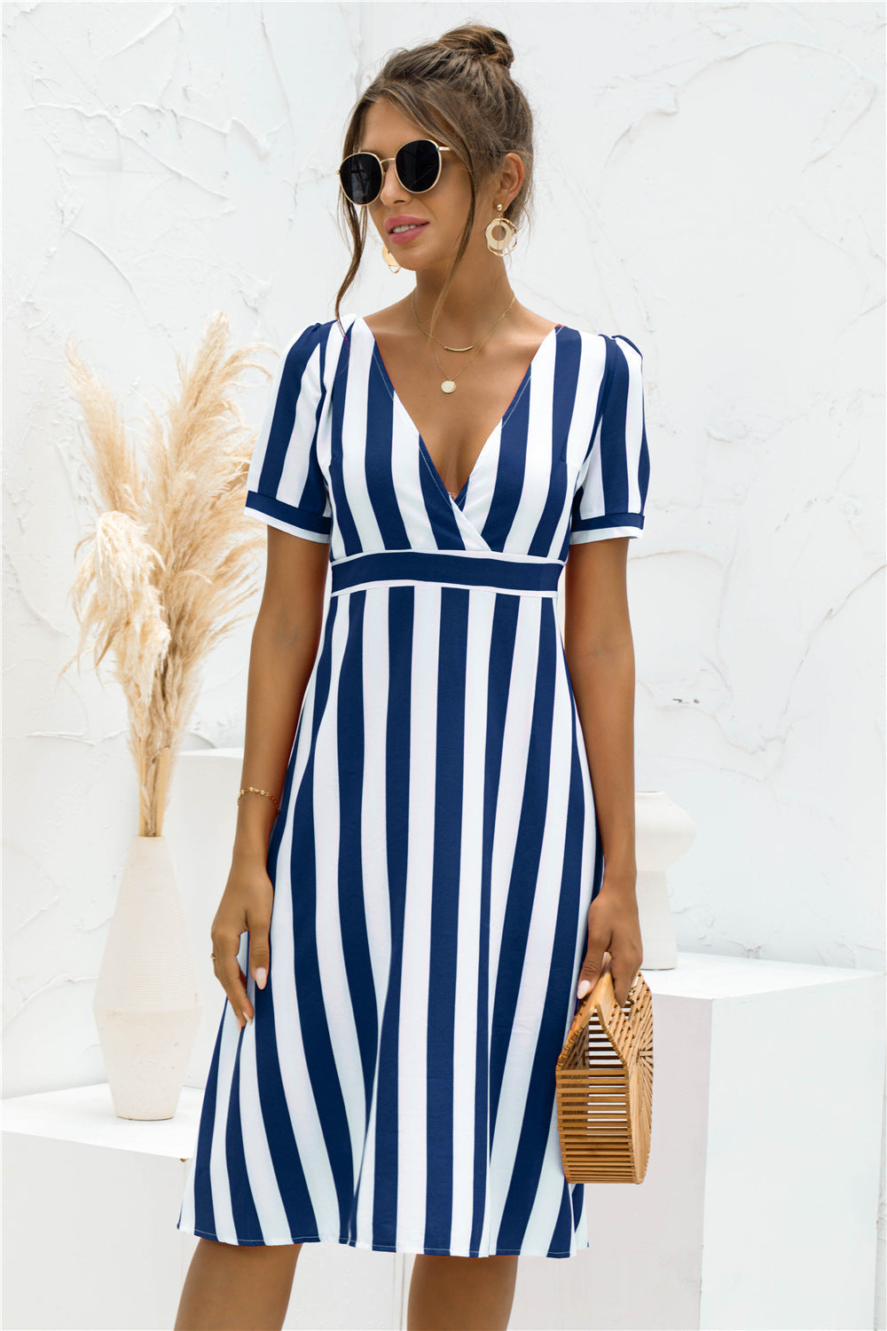 Glinda Striped Satin Midi Shirt Dress 4