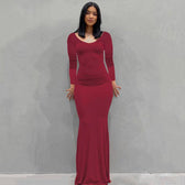 Scoop Neck Spaghetti Strap Bodycon Mermaid Maxi Dress 37