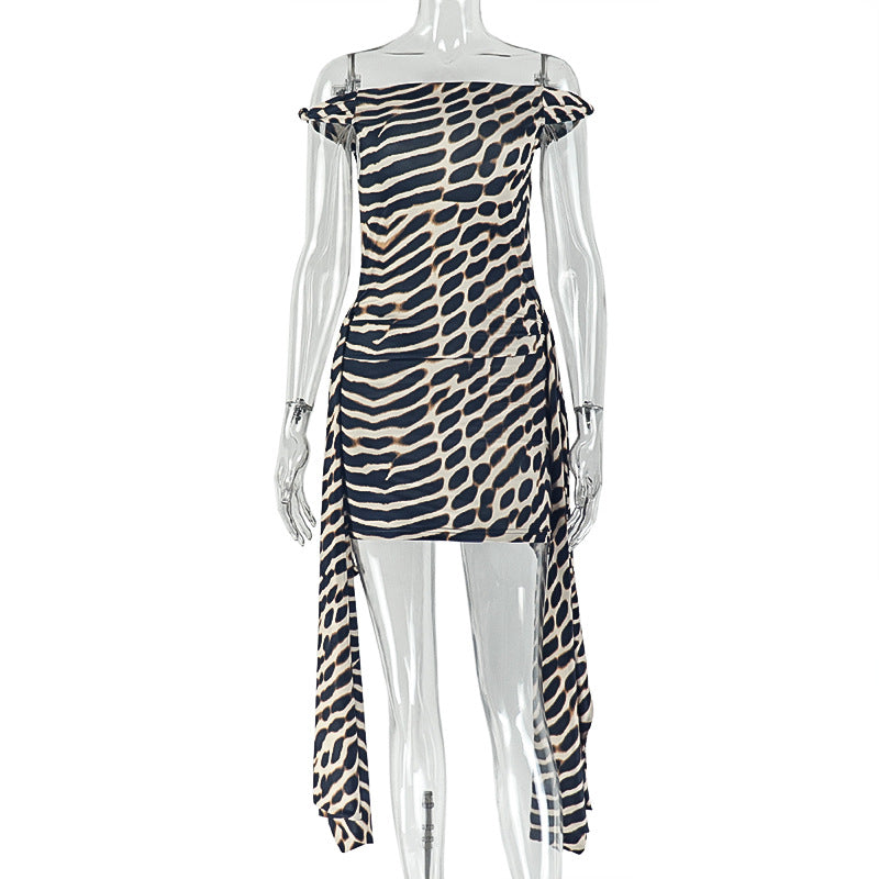 Animal Print Cap Sleeve Bodycon Mini Dress with Long Side Panels 2