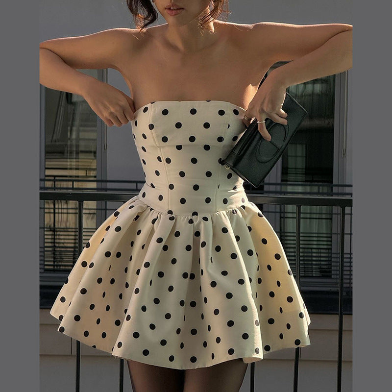 Polka Dot Strapless Fit and Flare Mini Dress Party 3