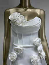 Strapless Corset Floral Appliqué High Split Maxi Gown 4