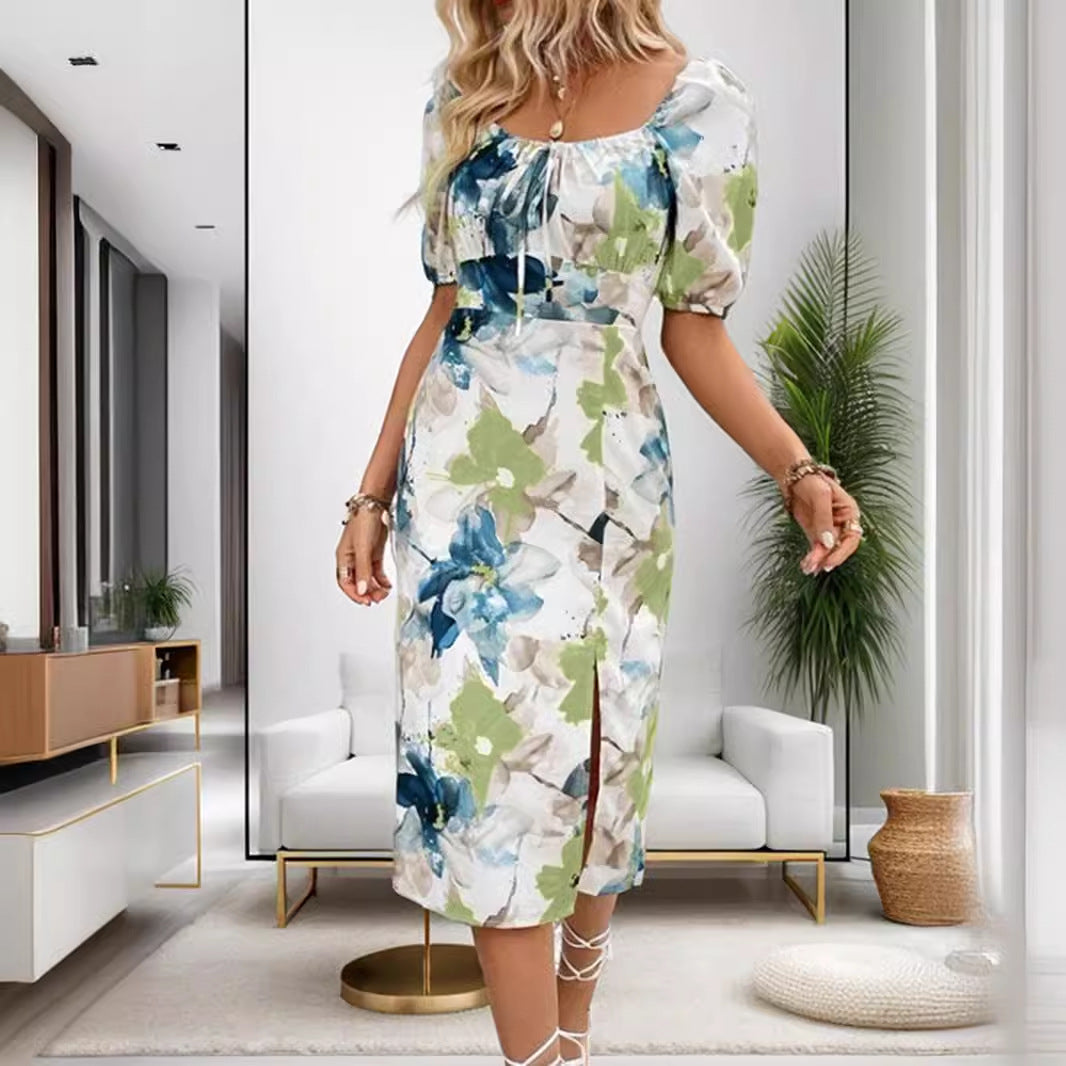 Luxe Krystel Women's Flower Print Midi Dresses Chic Silhouette Collection
