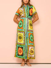 Special Sunflower Stylish Print Midi Dress Multi-Color / S Dresses