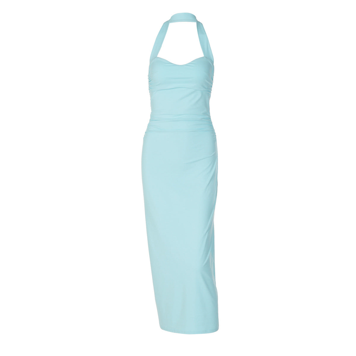 Women Clothing Summer Sexy Backless Pleated Halter Slim Fit Dress Women