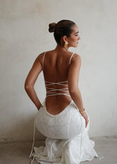 Seraphina - Lace-Back Satin Maxi Dress - View 3