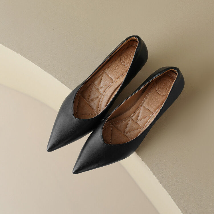 Pointed Toe Slip On Kitten Heel Pumps