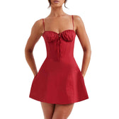Floral Spaghetti Strap Bustier A-Line Mini Dress 9