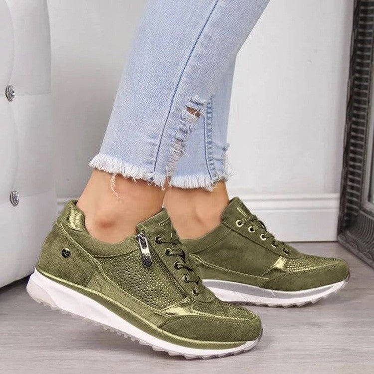 Lace Up Side Zip Platform Sneakers