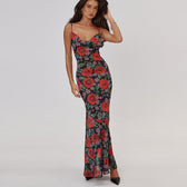 Floral Cowl Neck Spaghetti Strap Slip Maxi Dress 4