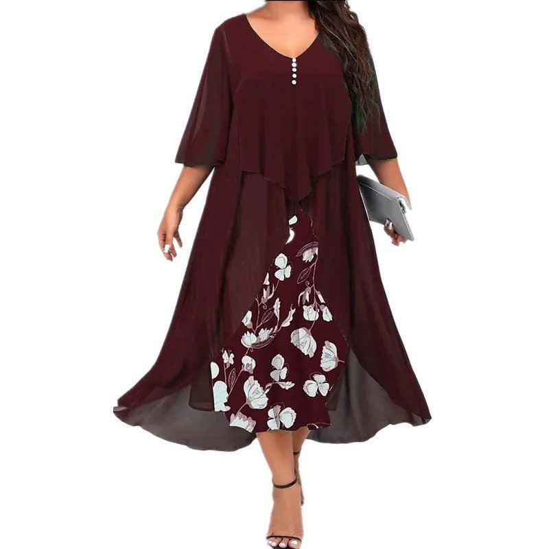 Marina | Flowing Floral Midi Dress Claret