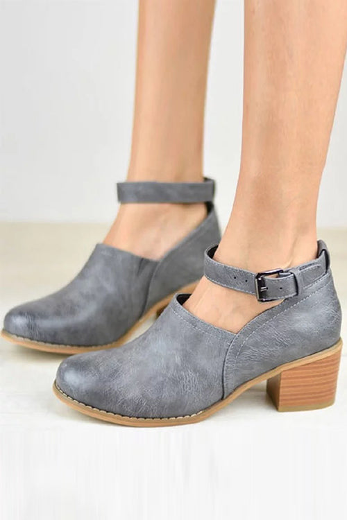 Ankle Strap Mid Heel Pumps