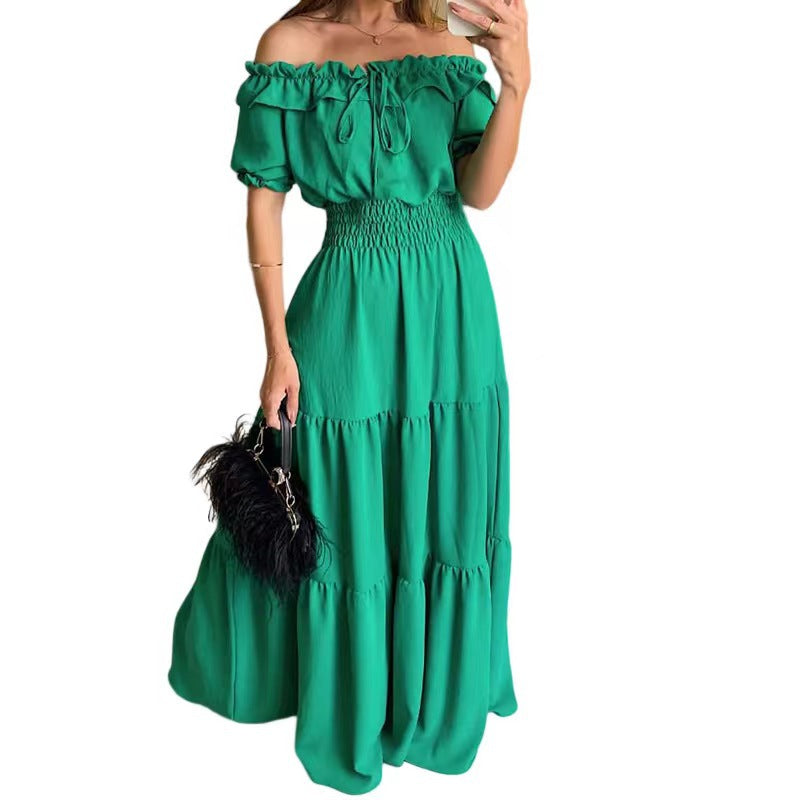 Off Shoulder Puff Sleeve Smocked Tiered Maxi Dress 8