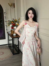 Floral Spaghetti Strap Backless Appliqué Maxi Dress 5
