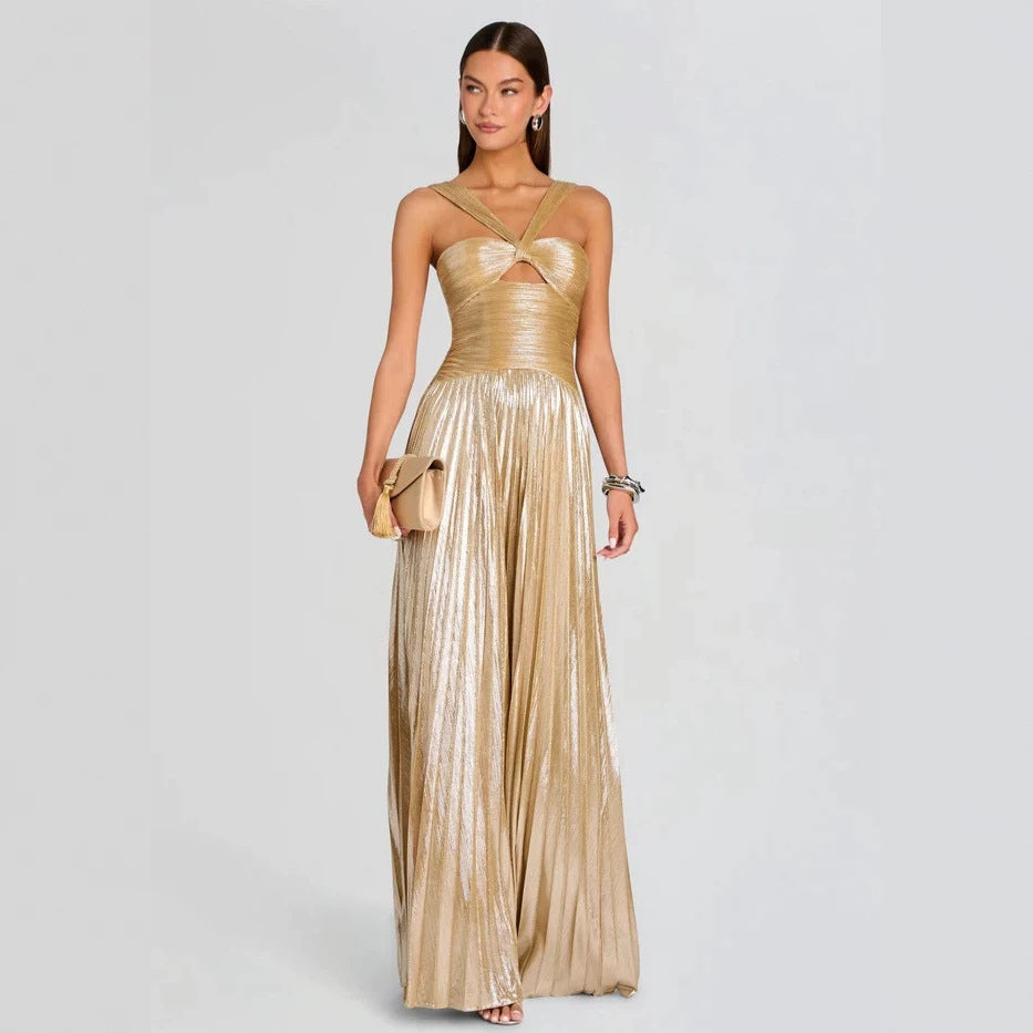 Autumn Winter Dress Party Pleated Sling Long Large Swing Dress