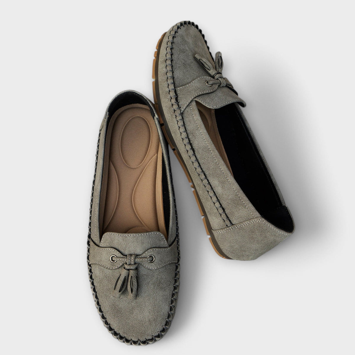 Suede Look Tassel Round Toe Slip On Loafers