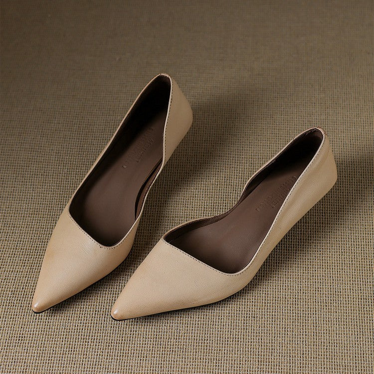 Pointed Toe Slip On Kitten Heel Pumps