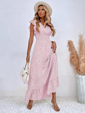 Floral V-Neck Flutter Sleeve Smocked Tiered Maxi Dress 7