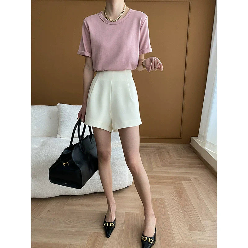 wide-leg suit shorts