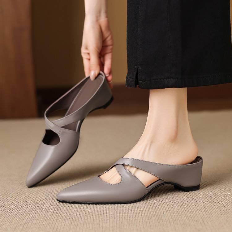 Pointed Toe Cross Strap Mary Jane Flats