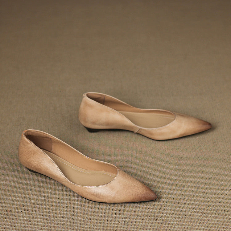 Pointed Toe Slip On Low Wedge Flats