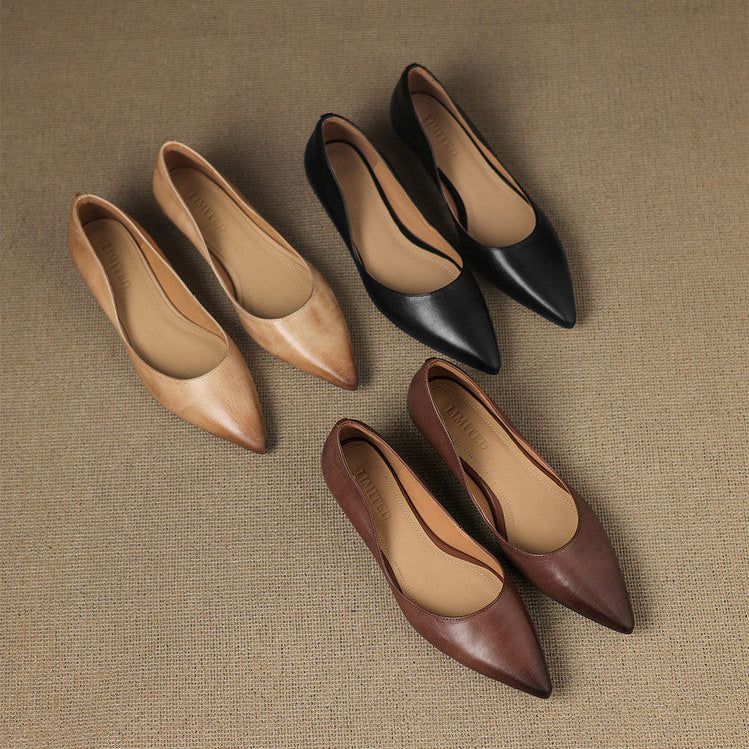 Pointed Toe Slip On Low Wedge Flats