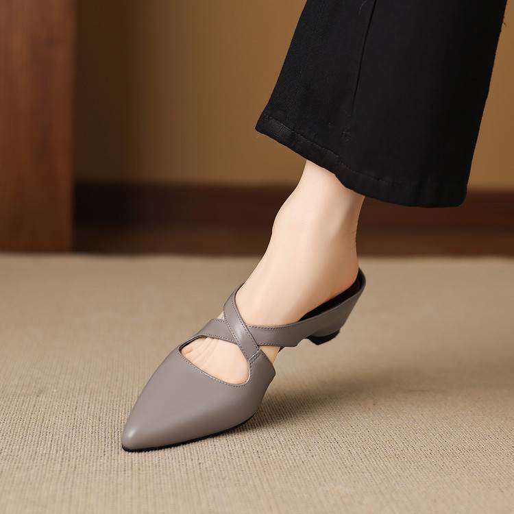 Pointed Toe Cross Strap Flats